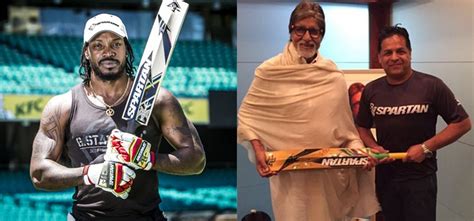 Chris Gayle Gifts His Spartan Bat To Indian Legend Amitabh Bachchan