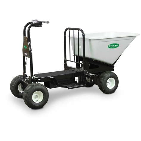 Overland Electric Ride On Cart Wheelbarrow With 10 cu-ft Utility Hopper and 15 in Turf Tires, 10 ...