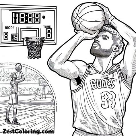 NBA Player Wonderful Free Throw Coloring Page : Coloring for Kids ...