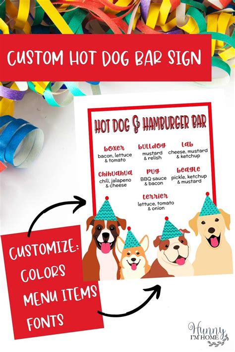 Customized Hot Dog Bar Signs for Your Next Birthday Party