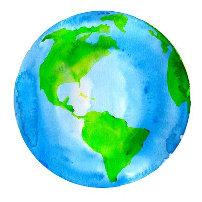 Planet Earth Watercolor Painting Stock Photo - Download Image Now - iStock