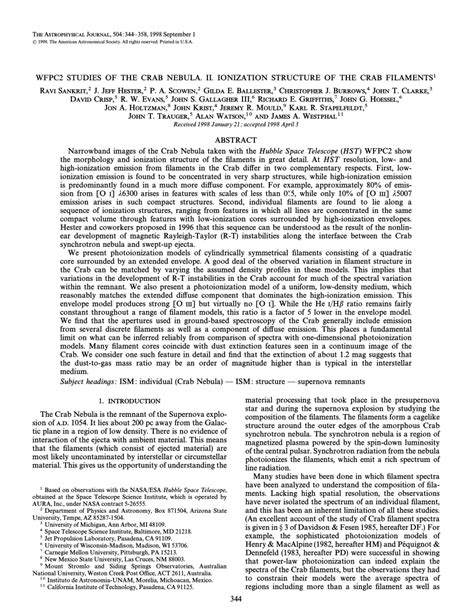 (PDF) WFPC2 Studies of the Crab Nebula. II. Ionization Structure of the ...