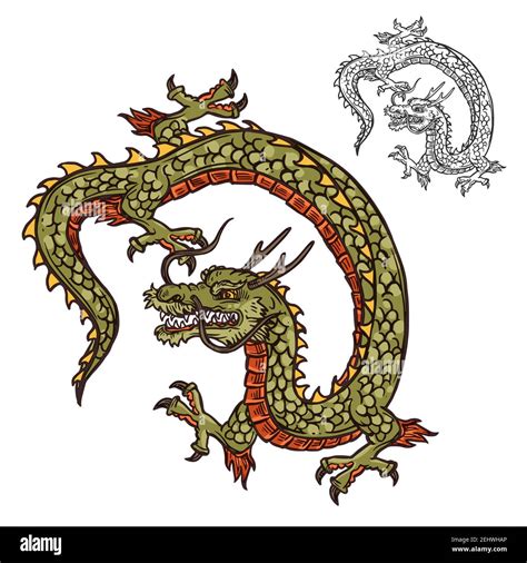 Dragon with three-toed claws Japanese tattoo design or religion mascot ...