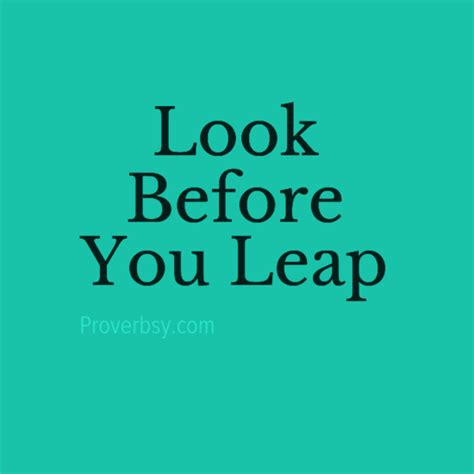 Look Before You Leap | Proverbsy