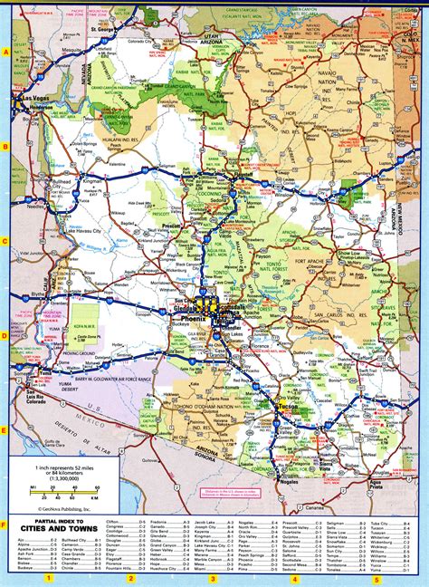 Arizona hyghways road map.Large detailed map of Arizona with cities towns