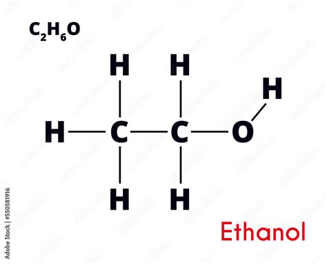 Alcohol (ethanol, ethyl alcohol) molecule, chemical structure. Skeletal formula. vector de Stock ...