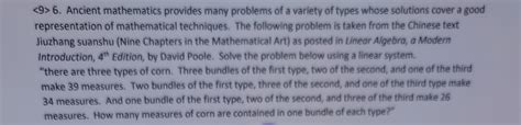 Solved 6. Ancient mathematics provides many problems of a | Chegg.com