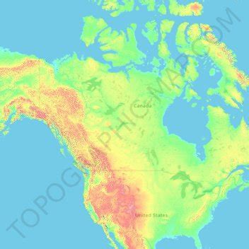 North America topographic map, elevation, terrain