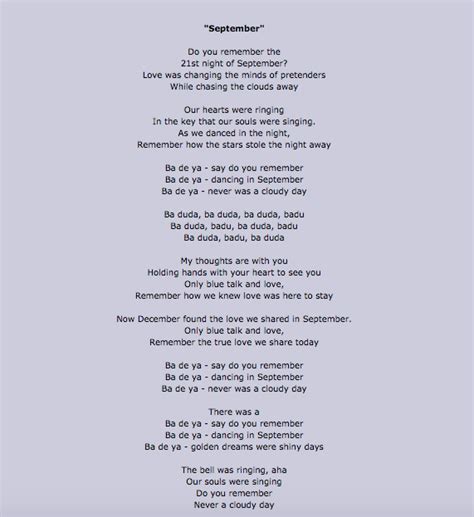 September Lyrics