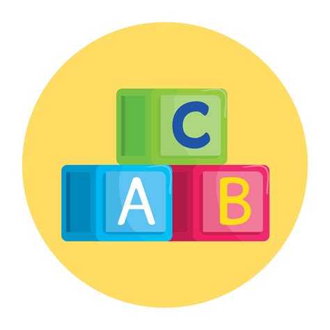 alphabet cubes with letters a, b, c, in round frame 17452448 Vector Art ...