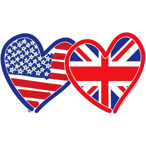 American Flag/Union Jack Flag Sticker (Rectangle) American Flag/Union Jack Hear Sticker ...