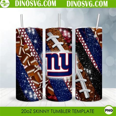 New York Giants Glitter 20oz Straight Skinny Tumbler Wrap Sublimation PNG Design - DinoSvg