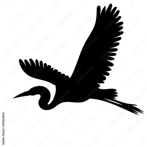 flying crane black silhouette, on a white background, isolated, vector Stock Vector | Adobe Stock