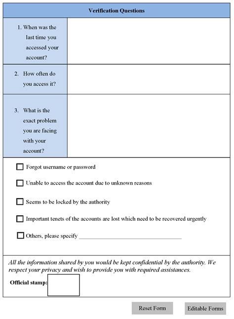 Account Recovery Form | Editable Forms