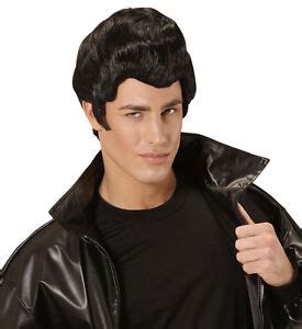 Mens Deluxe Danny Grease Wig John Travolta Teddy Boy Rockabilly Fancy ...