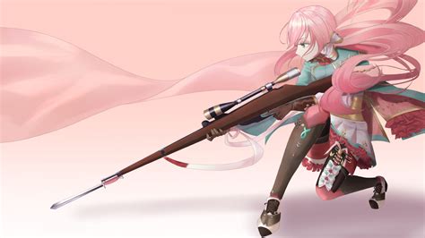 Girls Frontline Pink Hair Carcano 1891 With Background Of Pink 4K 5K HD ...