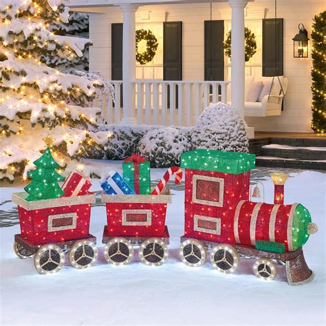 3 Piece Indoor / Outdoor Christmas Train Set with LED Lights