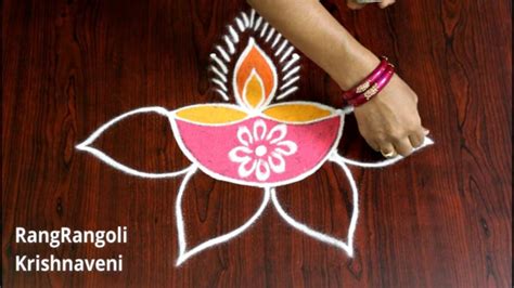 Easy Peacock Deepam Rangoli for Diwali | Deepavali Muggulu | Diwali 2020 Kolam | RangRangoli ...