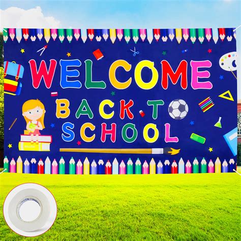 Buy Welcome Back School Banner - 77"x44" Extra Large Fabric The First ...