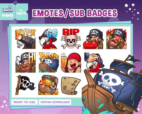 Pirates Twitch Emotes Pirate Emote Twitch Emote Youtube Discord - Etsy