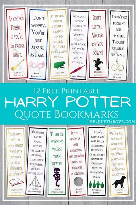 12 free printable harry potter quote bookmarks the quiet grove - harry potter bookmarks for fun ...