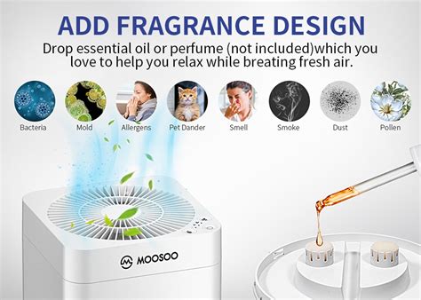 New MOOSOO AC03 Air Purifier with 3-layer HEPA Filter System for Ultra-quiet Removal of Dust ...