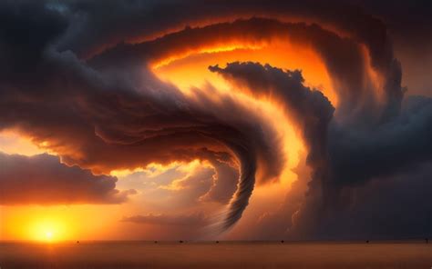 Premium AI Image | A storm cloud over the ocean at sunset