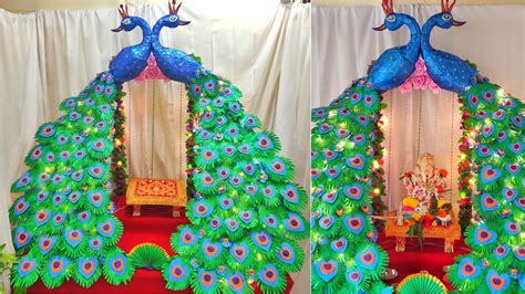 Peacock Ganpati Decoration Ideas Ganpati Background, 44% OFF