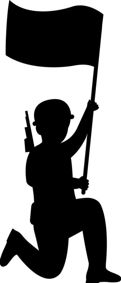 Silhouette Soldier Holding Flag On White Background. 24144112 Vector Art at Vecteezy