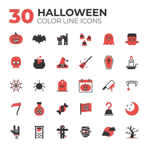 Set of red and black Halloween icons 1265871 Vector Art at Vecteezy