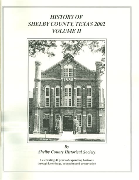 History of Shelby County, Texas Volume 2 (2002) | SFASU