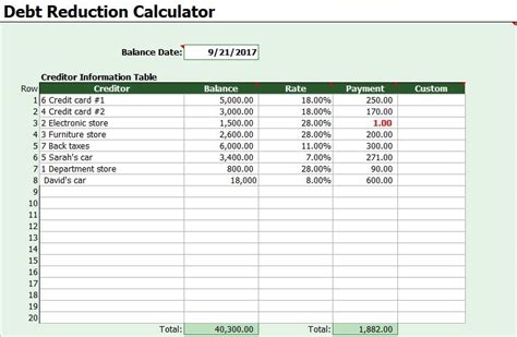 Snowball Debt Elimination Calculator Spreadsheets - Bank2home.com