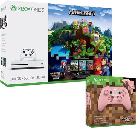 Xbox One S 500GB Minecraft Complete Adventure and Extra Minecraft Pig ...