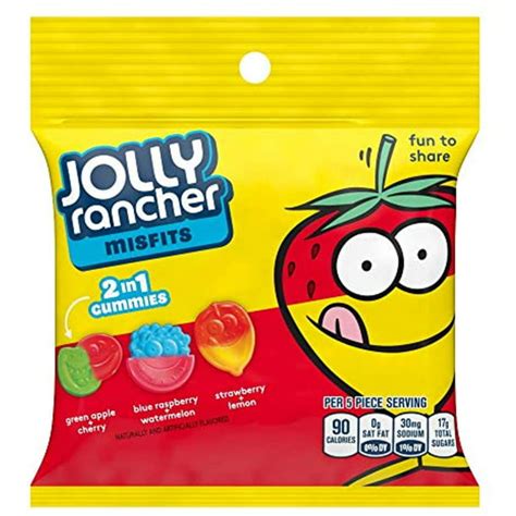 Jolly Rancher (1) Bag Misfits 2-In-1 Gummies Two Flavor Candy - Green Apple+Cherry, Blue ...