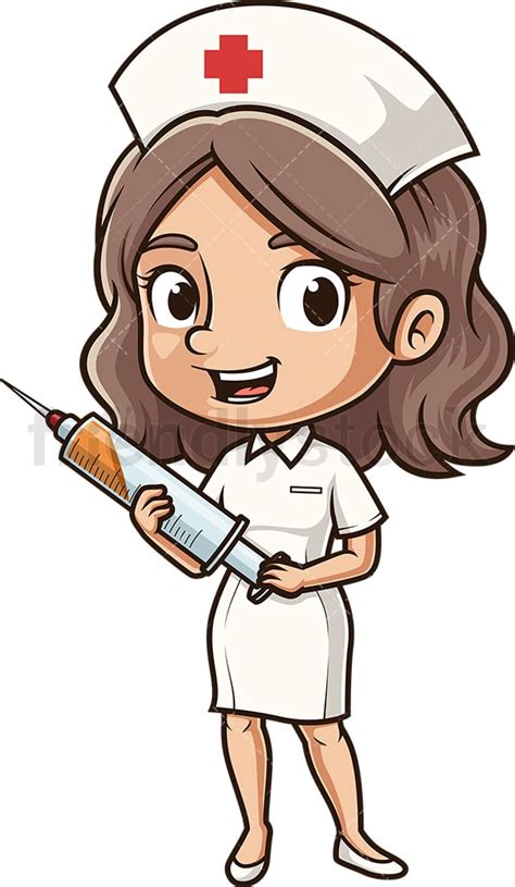 Nurse Holding Syringe Cartoon Clipart Vector - FriendlyStock