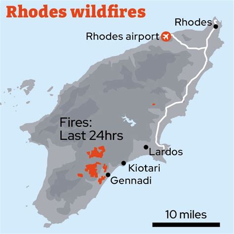 Rhodes fires map: Where wildfires are still burning today and latest Greece travel advice for UK ...