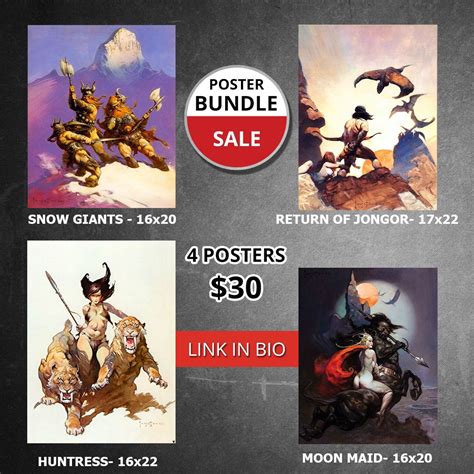 FRAZETTA FLASH SALE: 4 FRANK FRAZETTA POSTERS FOR 30 BUCKS! - Action A Go Go, LLC