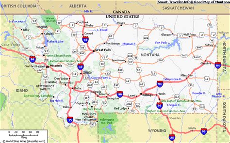 Montana Counties Road Map USA