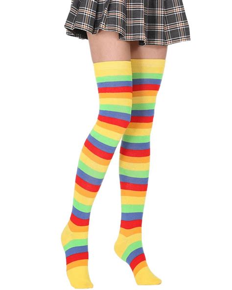 Lovely Rainbow Striped Thigh High Socks - Super X Studio