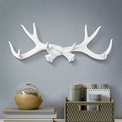 White Deer Antlers Mount | Deer Antler Decor by Wall Charmers