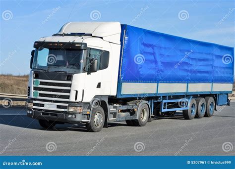 Blue truck stock image. Image of single, motor, speed - 5207961