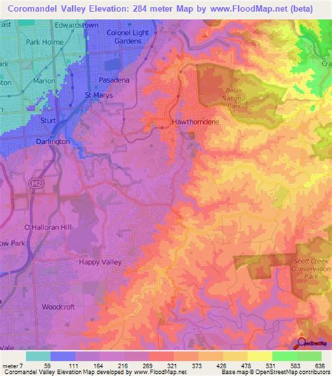 Elevation of Coromandel Valley,Australia Elevation Map, Topography, Contour