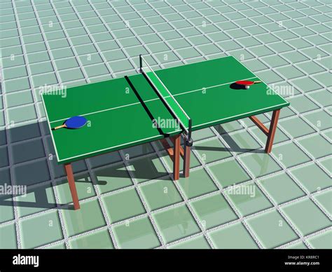 table tennis table with rackets Stock Photo - Alamy