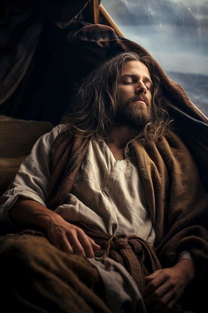 Premium Photo | Jesus sleeping in a fishing boat