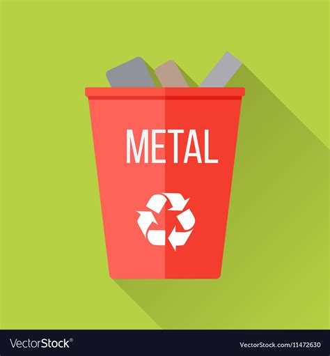 Red recycle garbage bin with metal Royalty Free Vector Image