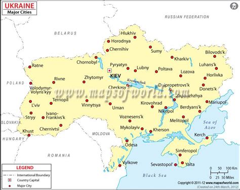 Map of Major Cities in Ukraine