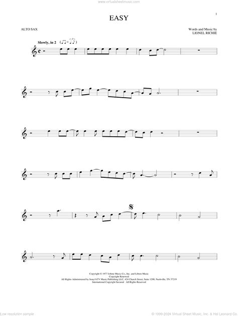 Commodores - Easy sheet music for alto saxophone solo [PDF]