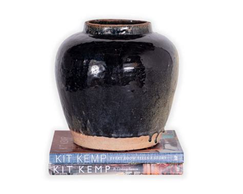 Black Glazed Ceramic Jar at 1stDibs