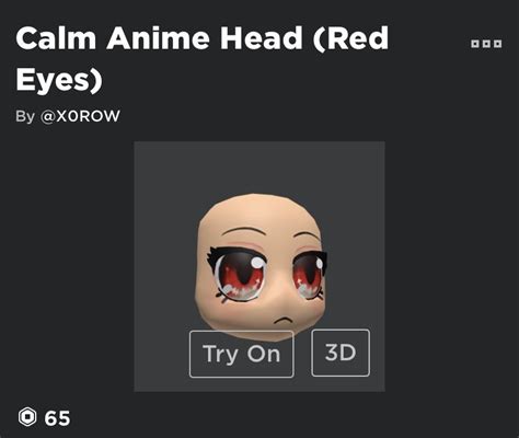 ROBLOX: Anime Face (Red) | Anime, Anime head, Roblox