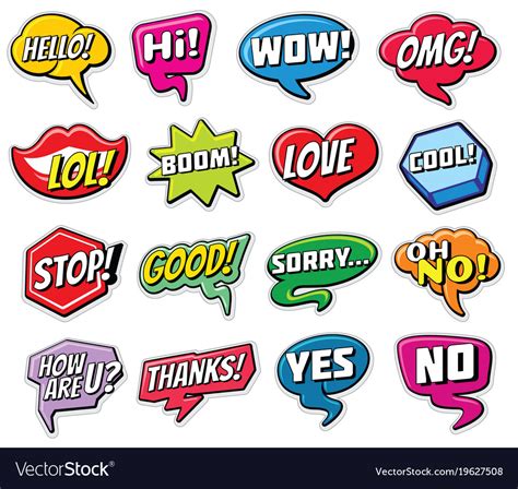 Web chat stickers templates internet words Vector Image